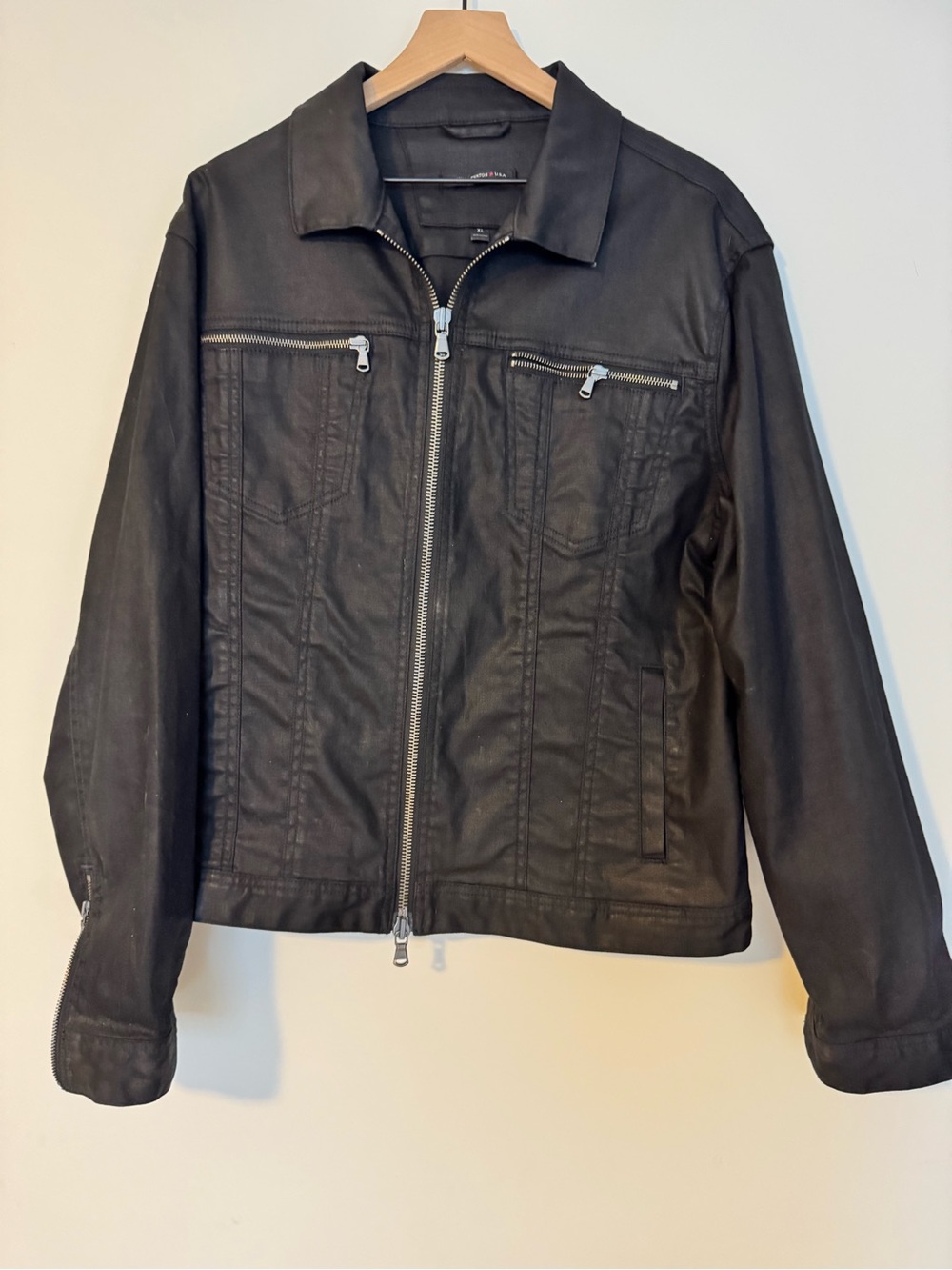 John Varvatos Black Zip-Up Bomber Jacket